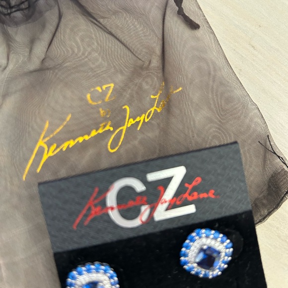 Kenneth Jay Lane Sapphire Blue CZ Earrings - Picture 4 of 4
